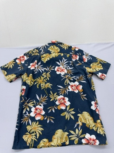 Renoma Paris Men's Navy Shirt – Size M, Floral, Short Sleeve