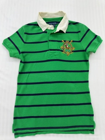 Polo Ralph Lauren Men's Green Navy Striped Polo S Vintage