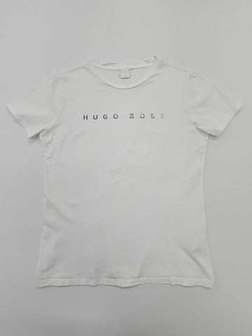 HUGO BOSS Mens White Logo Graphic T-Shirt Size M Regular Fit