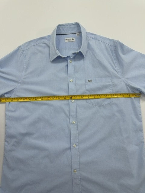 Lacoste Men Light Blue Button-Up Shirt Size US 1 Regular Fit Style