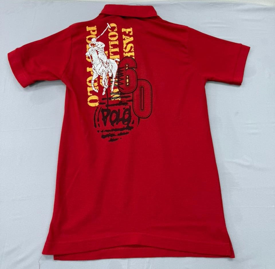 Polo Boys Red Short Sleeve Polo Shirt Size M 100% Cotton