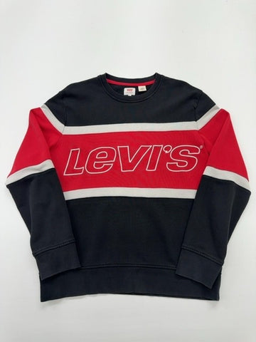 Levi's Boys Red/Black/White Colorblock Crewneck Hoodie Sweatshirt Size M EUC