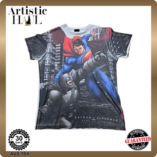 DC Comics Men's White T-Shirt – Size XL, Batman Superman batman superman