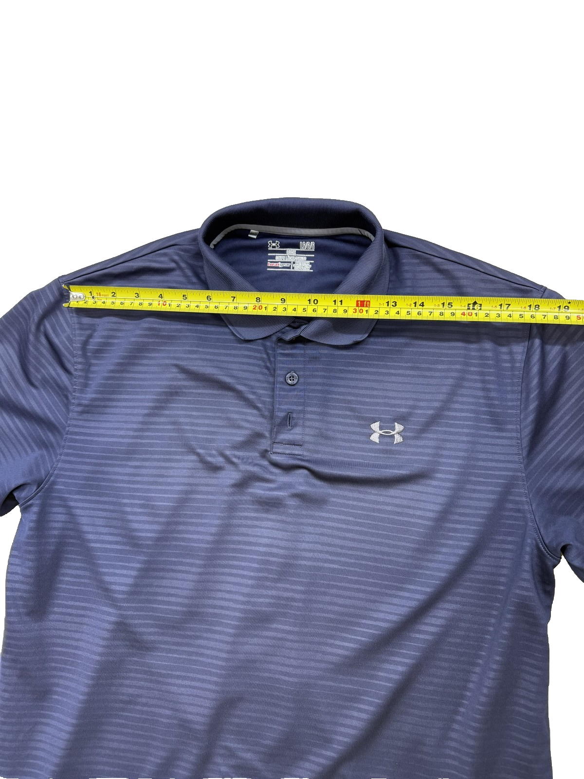 Under Armour HeatGear Golf Polo Shirt Men's Large Navy Striped