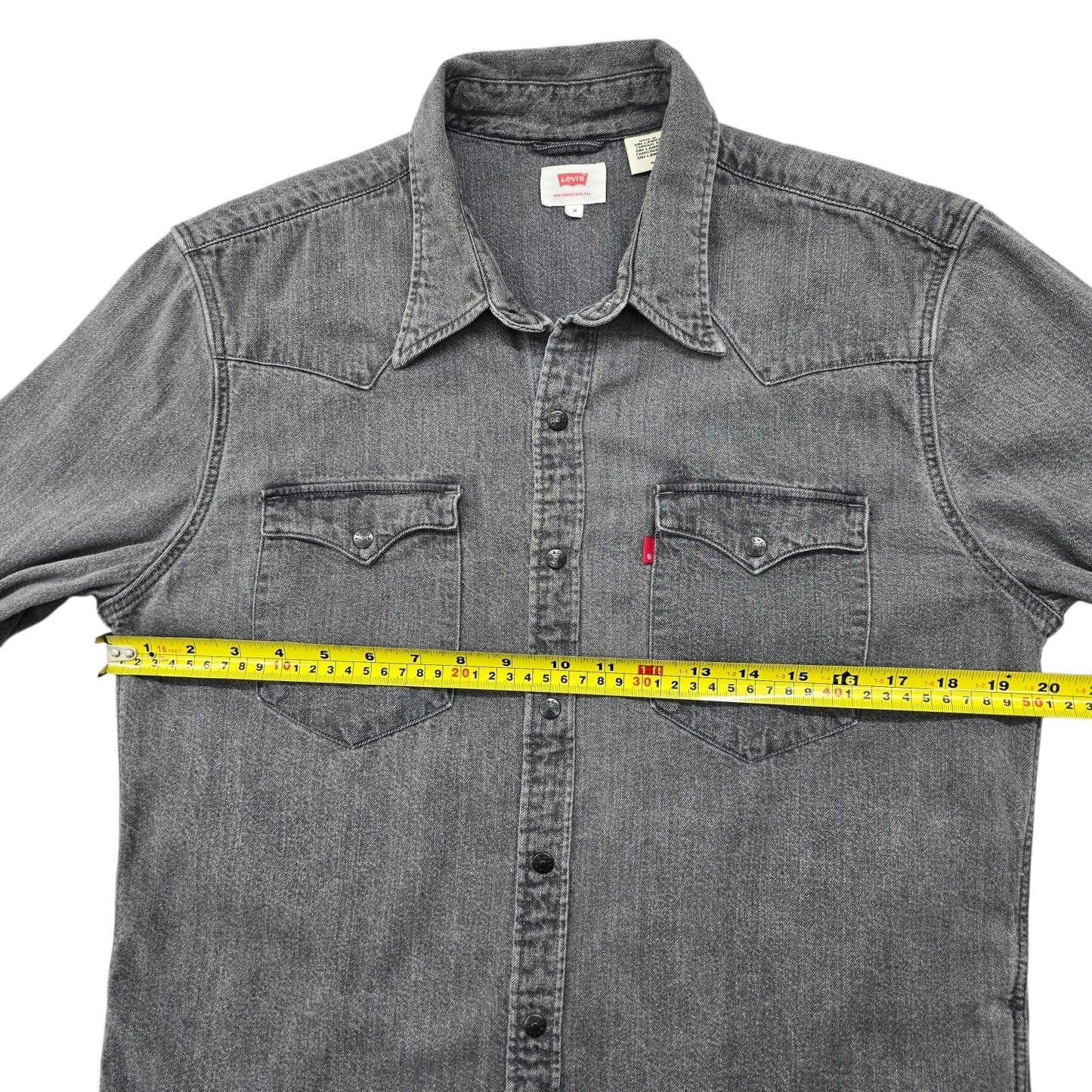 Levi's Men's Grey Denim Western Snap Shirt Size M