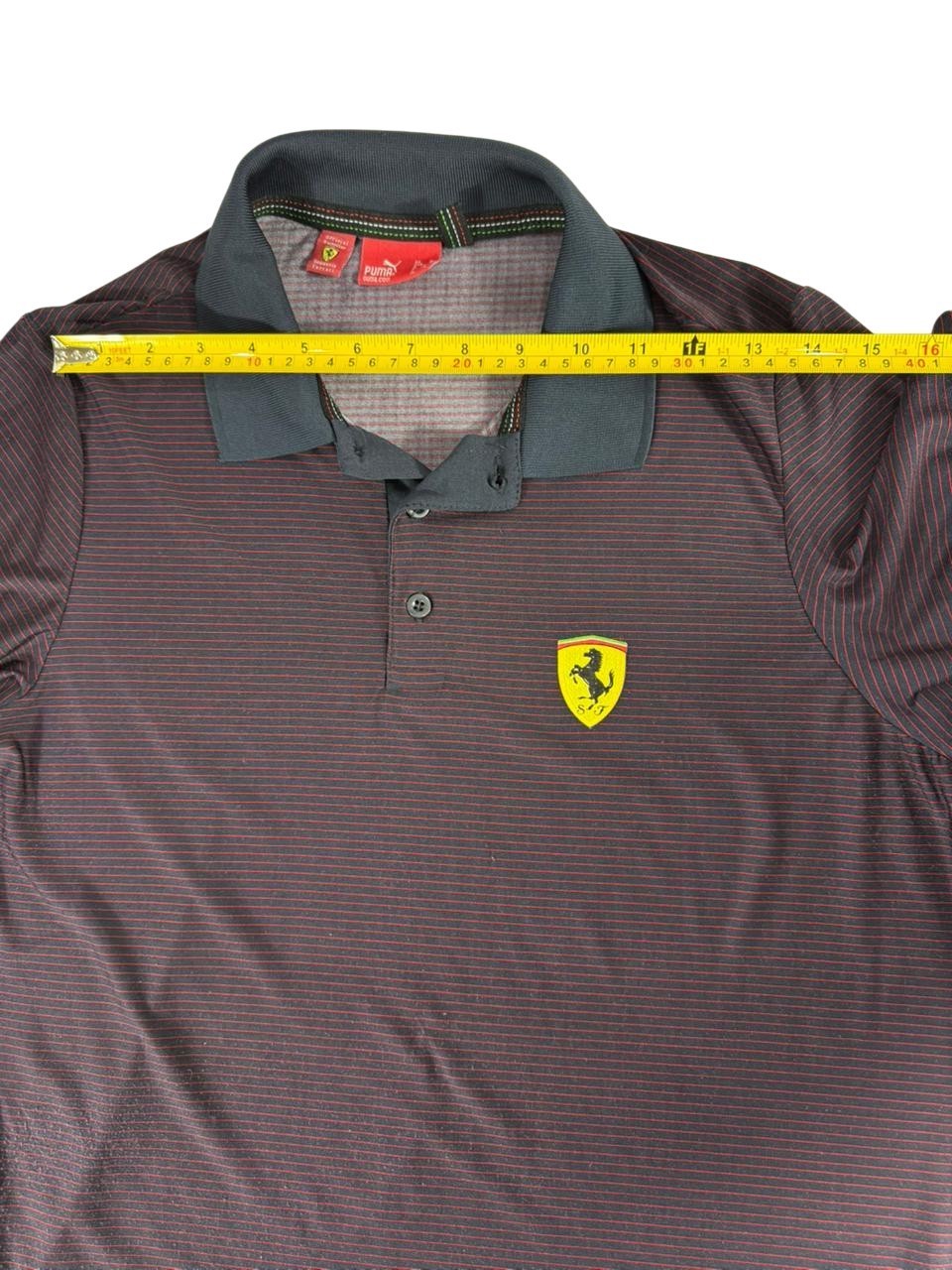 Puma Ferrari Polo Shirt Men's Size M Navy Red Striped Short Sleeve