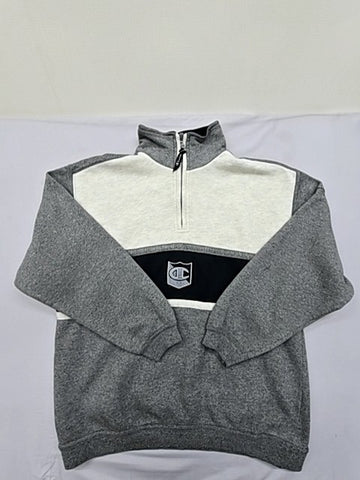 Champion Grey Half-Zip Hoodie Men's S Fleece Mock Neck Regular Fit