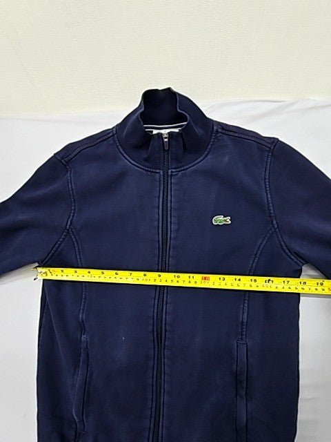 Lacoste Men's Navy Full Zip Hoodie Fleece S Crocodile Logo
