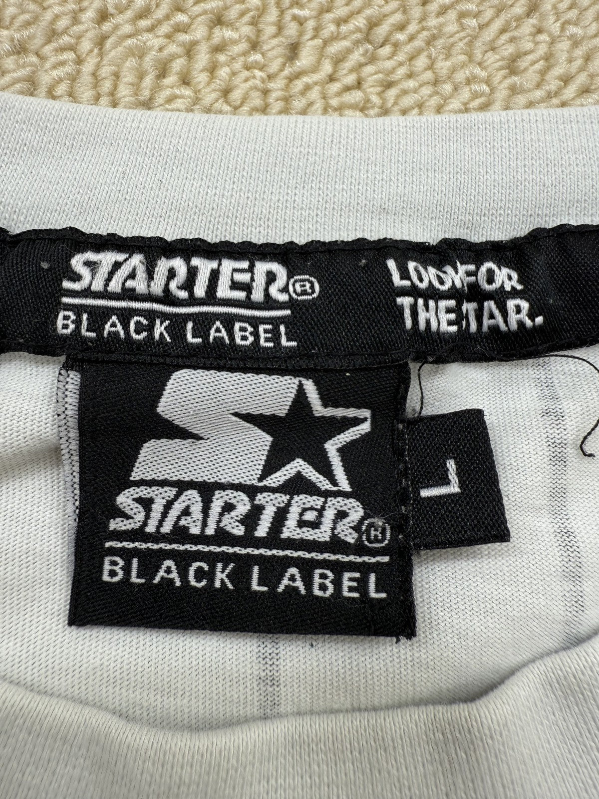 Starter White Pinstripe Crewneck Short Sleeve T-Shirt Regular