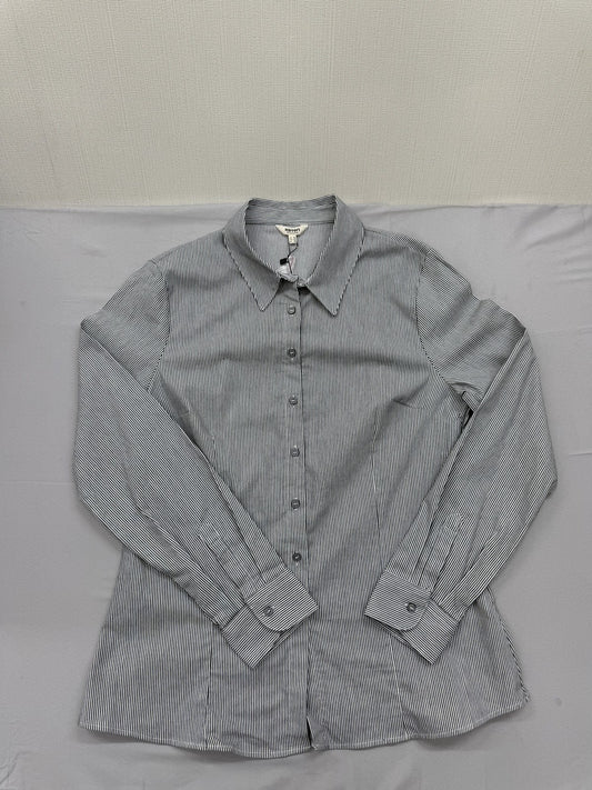 Koton Women's Gray Shirt – Size L, Striped, Long Sleeve