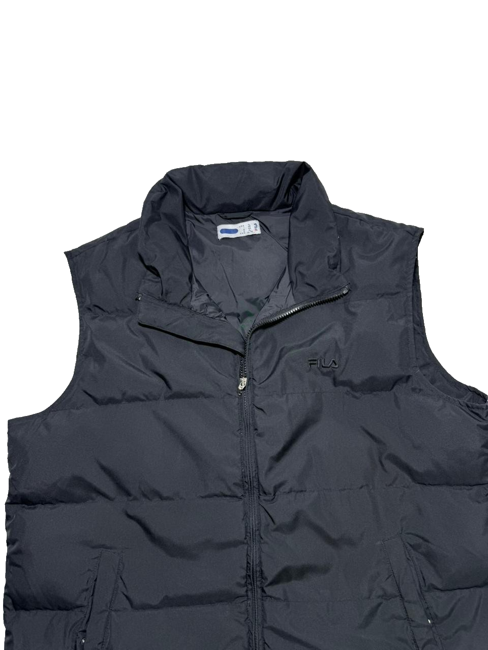 Fila - Sleeveless Full Zip Up Puffer Vest Jacket Black - XL
