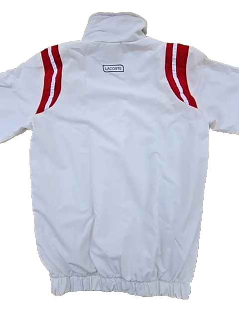 Lacoste Men's White Red Track Jacket Size S Zipper Athletic