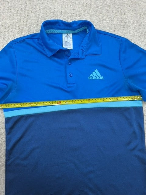 Adidas Men's Blue Striped Short Sleeve Polo Shirt L Regular