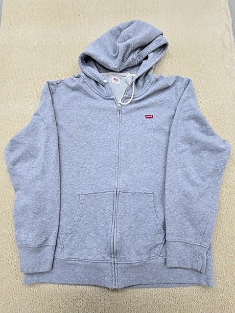 Levi's Unisex L Grey Full Zip Fleece Hoodie Relaxed Fit