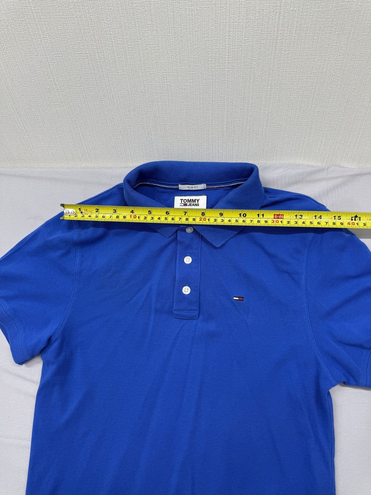 Tommy Jeans Men's Polo Shirt Small Royal Blue Cotton Slim Fit