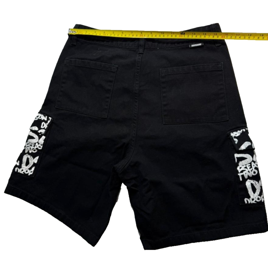 Dsquared2 Men's Black Logo Graffiti Shorts Cotton Casual Summer Wear Size 48