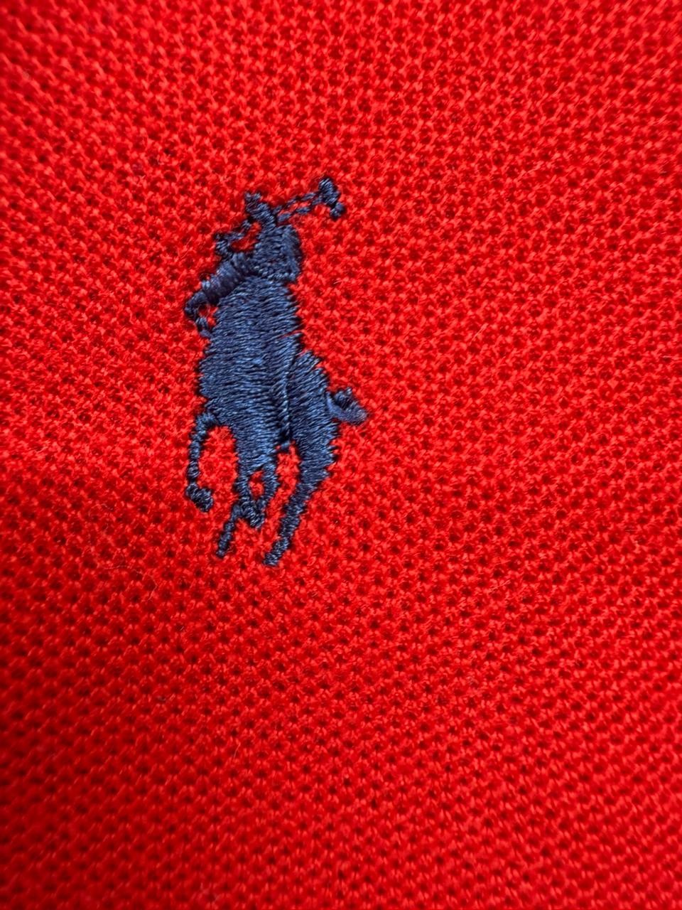 Polo Boys Red Short Sleeve Polo Shirt Size M 100% Cotton