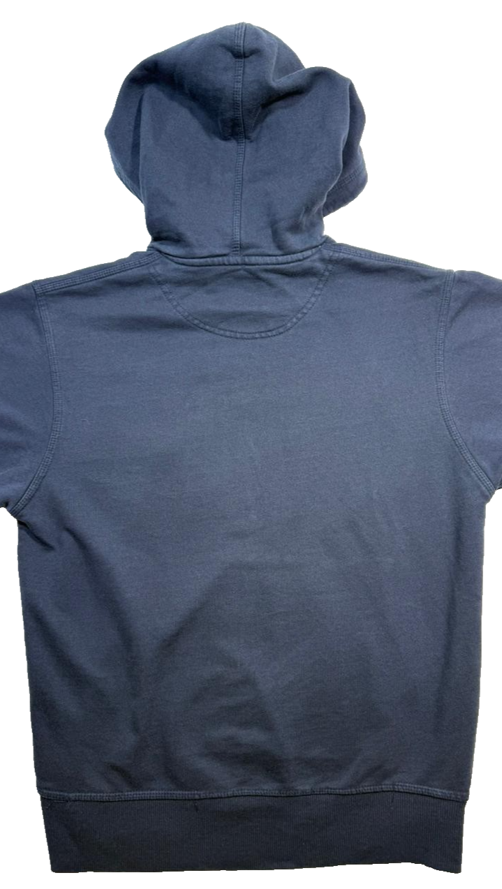 Champion Navy Blue Pullover Hoodie Small Logo Gray Lined Hood Sweatshirt Size S