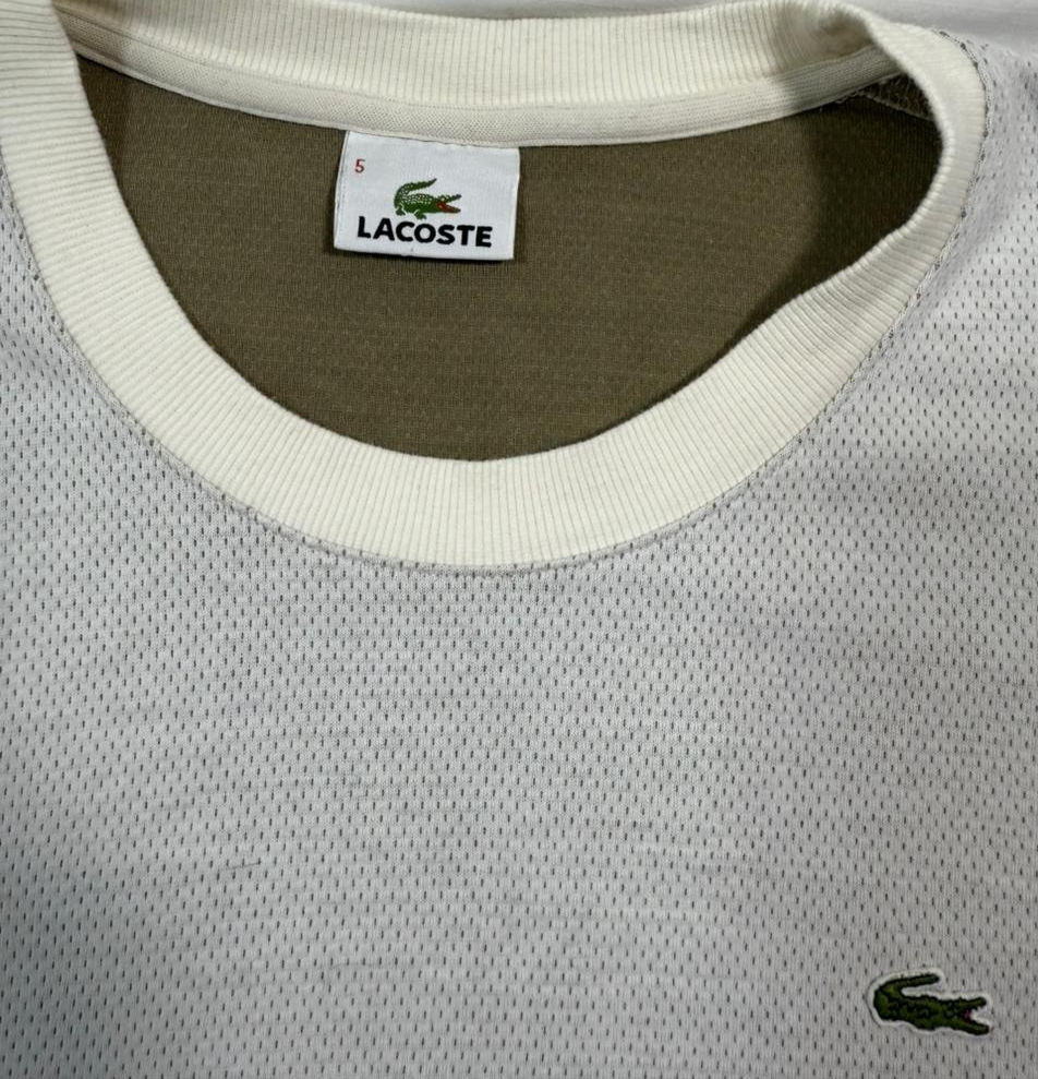 Lacoste Logo Embroidered T-Shirt Sweatshirt Cotton Blend Size 5 [ Unisex]