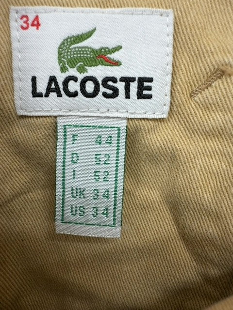 Lacoste Men's Beige Chino Pants Size 34 Regular Fit Twill