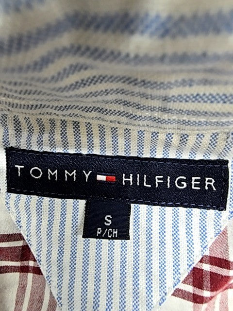 Tommy Hilfiger Men's Red White Plaid Long Sleeve Button-Down Shirt P/S