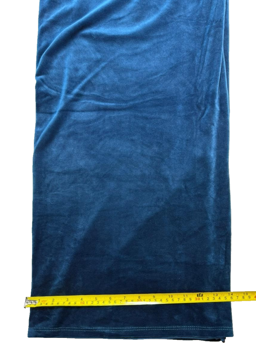 Woman Proto Moda Shengtai Valvet Drawstring Waist Trousers Sea Blue Size 36