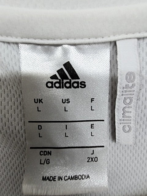 Adidas Tiro Training Soccer Jersey L White 3-Stripes Climacool