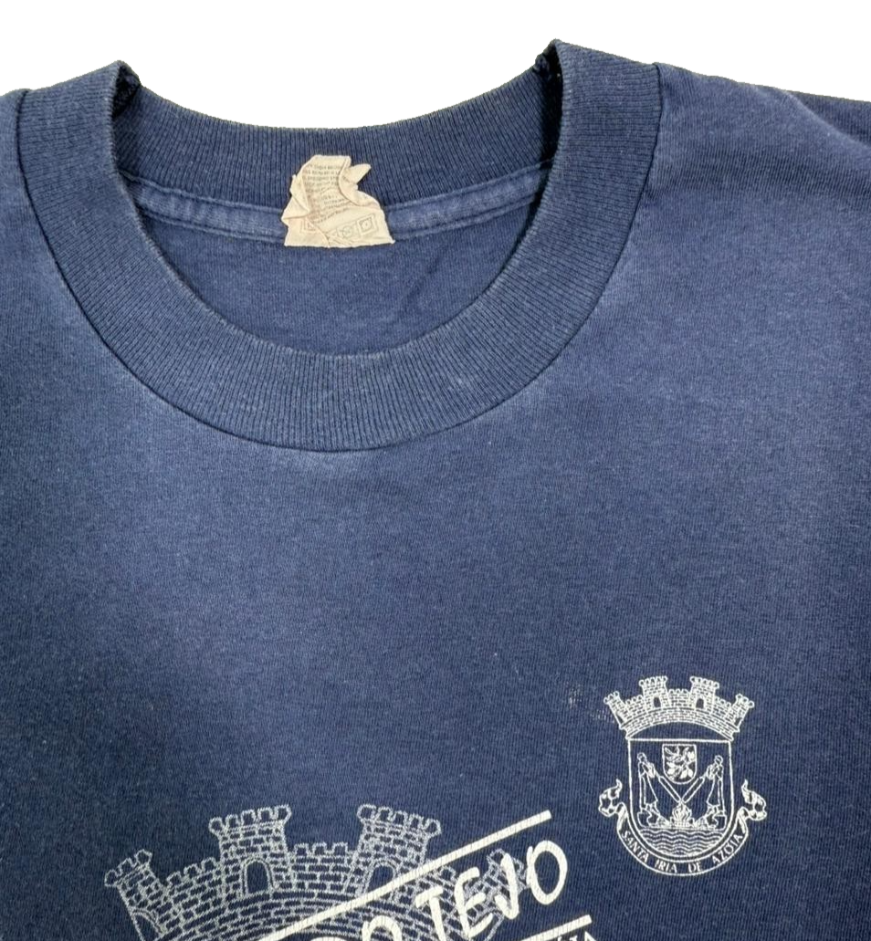 Vtg Unisex Jogos Do Tejo Portuguese T-Shirt Navy Graphic Print Size L