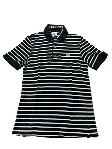 Lacoste Men's Black White Striped Short Sleeve Polo Shirt Regular