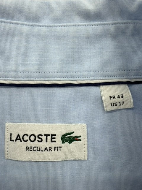 Lacoste Men Light Blue Button-Up Shirt Size US 1 Regular Fit Style