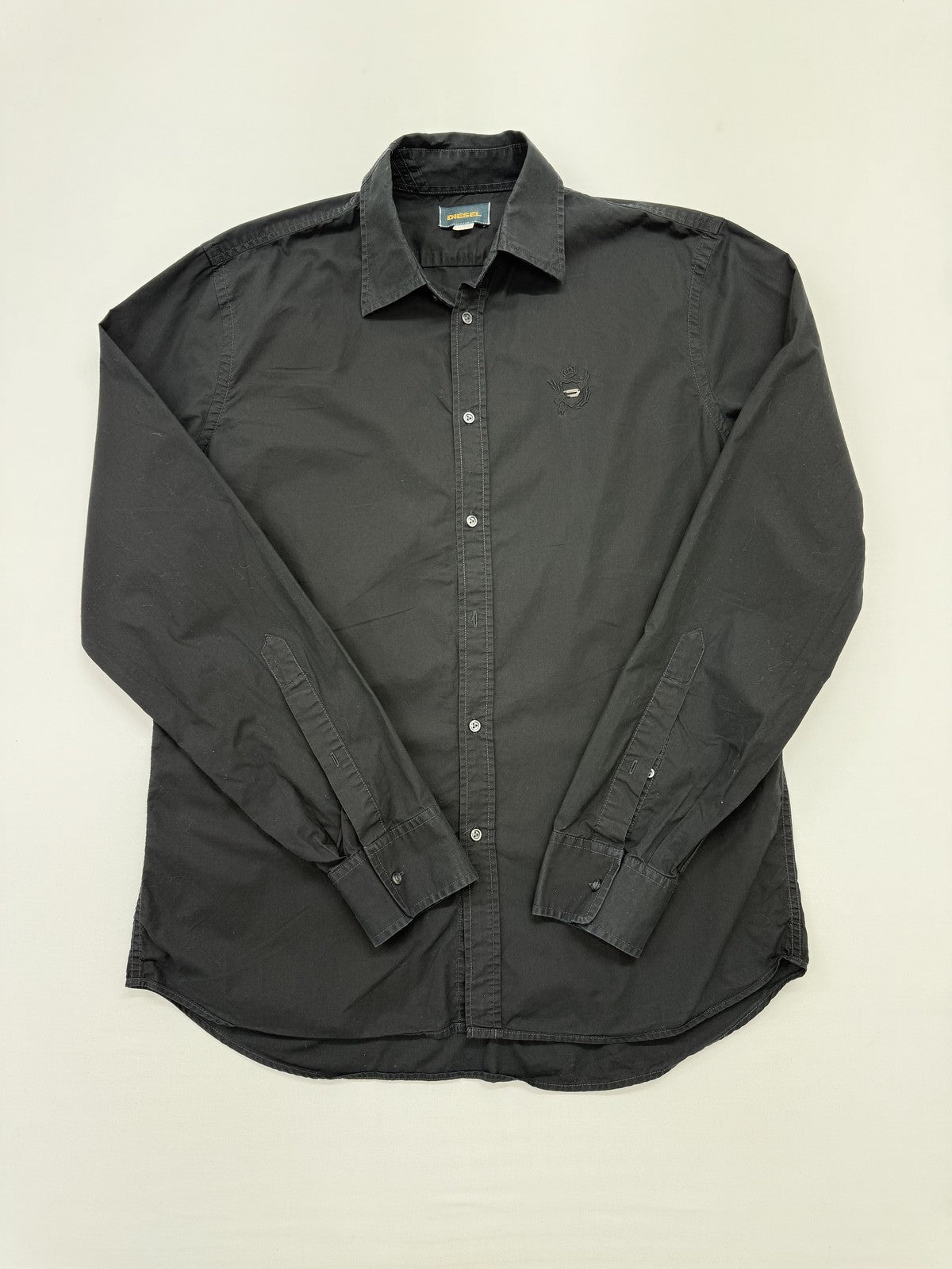 Diesel Men's Black Logo Patch Button-Up Shirt 3XL Regular Style