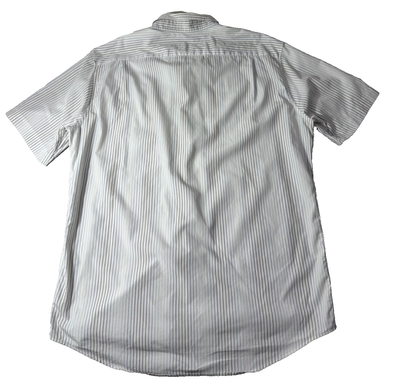 Lacoste Men's White Blue Striped Short Sleeve Button Down Shirt Size 44