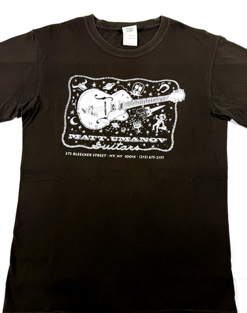 Matt Umanov Guitars T Shirt Bleecker Street Nyc Black Printed On Gildan Small