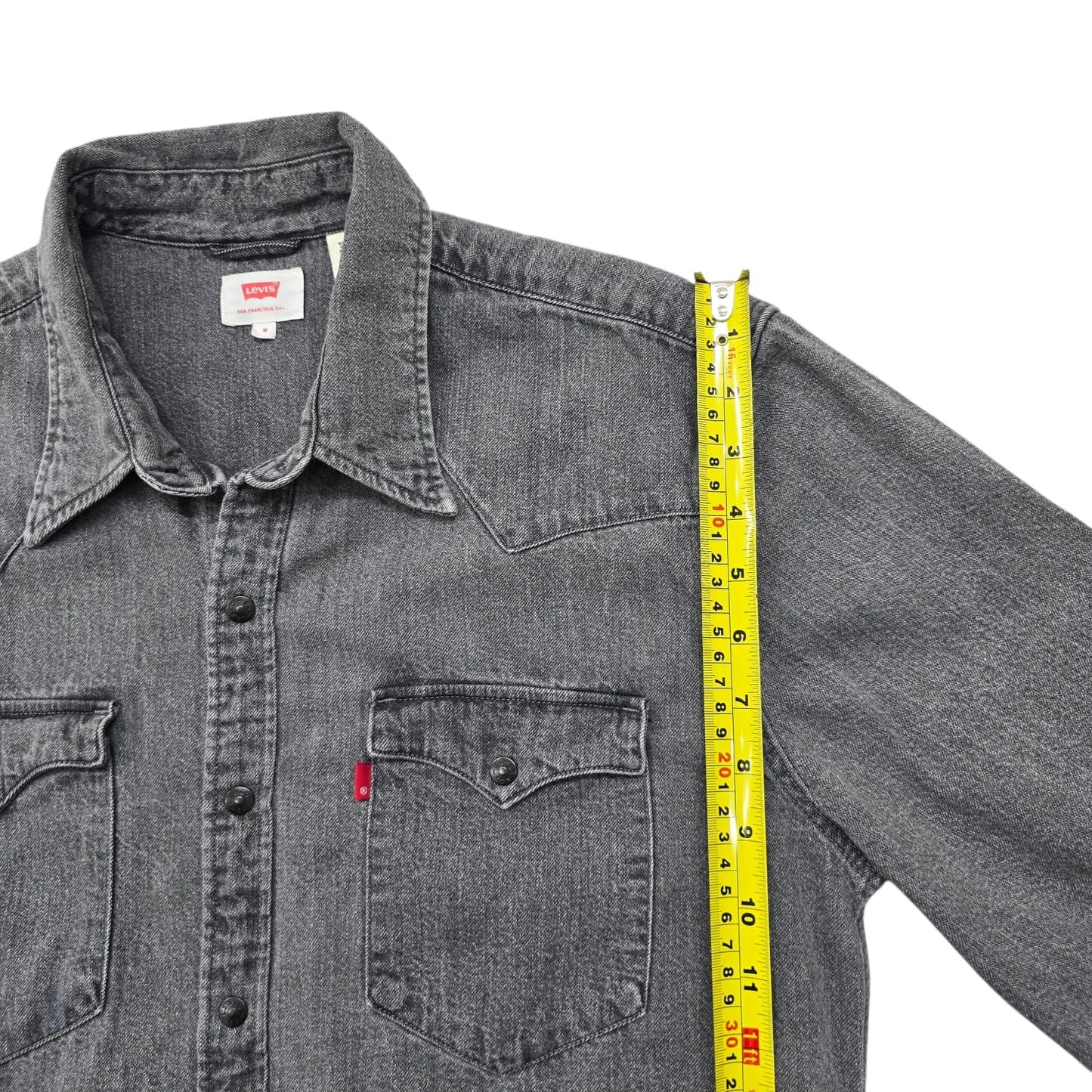 Levi's Men's Grey Denim Western Snap Shirt Size M
