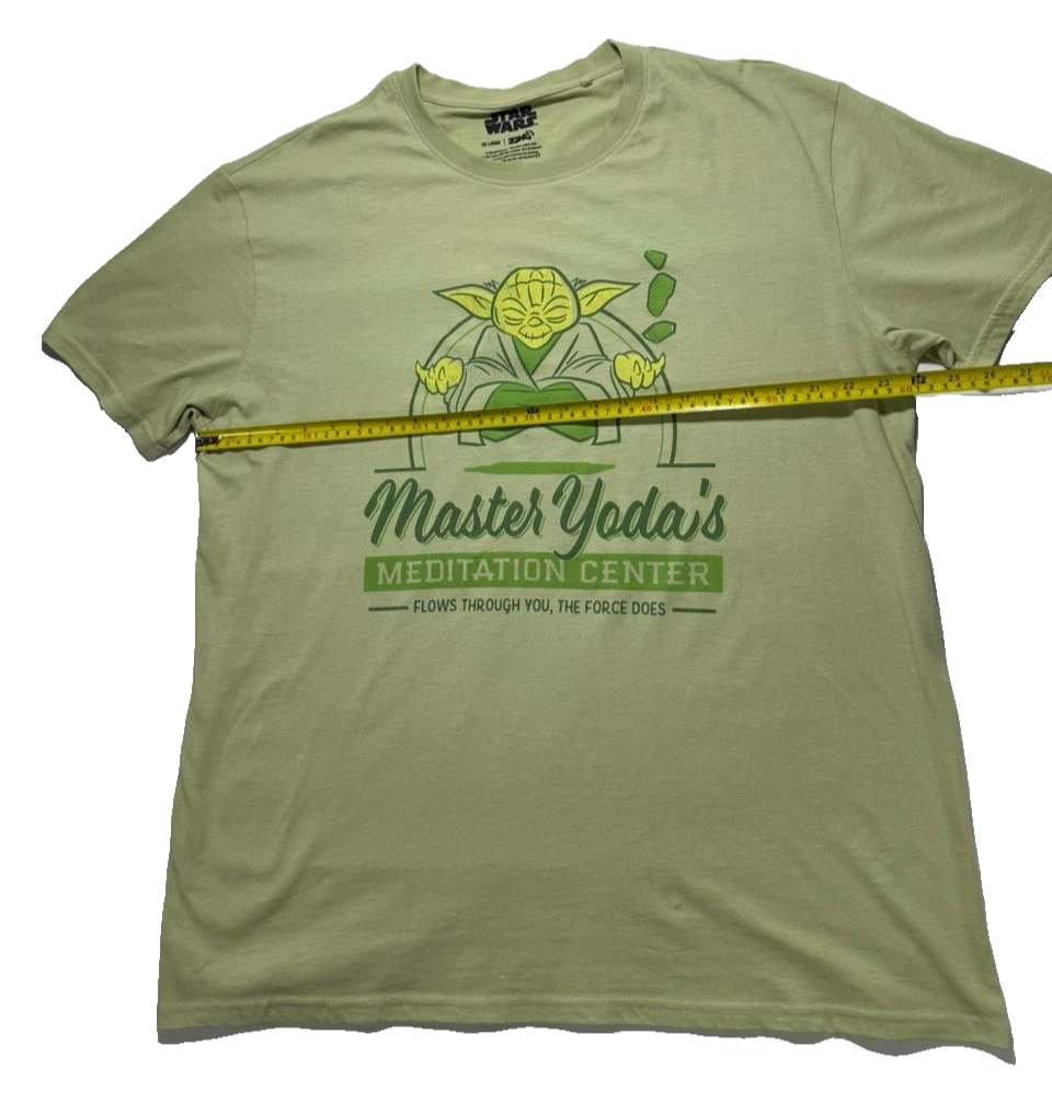 Star Wars Shirt Master Yoda Meditation Center Light Green Short Sleeve XXL