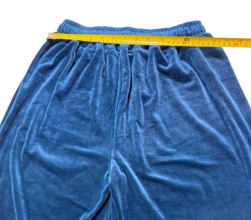 Woman Proto Moda Shengtai Valvet Drawstring Waist Trousers Sea Blue Size 36
