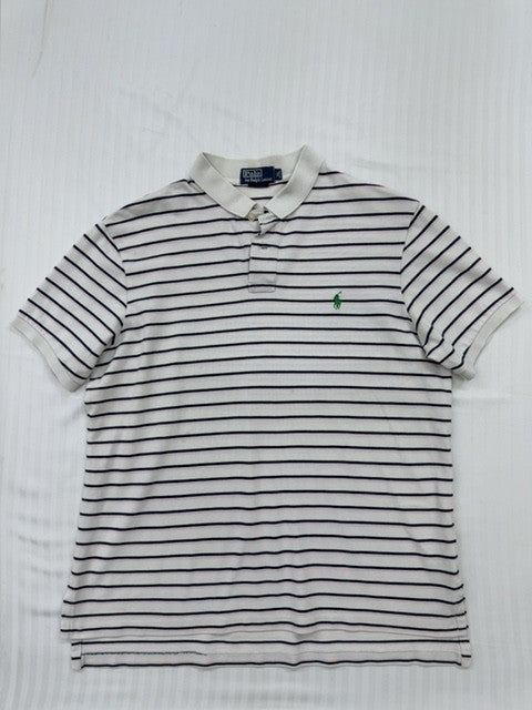 Polo Ralph Lauren Men's White Navy Striped Polo Classic Fit