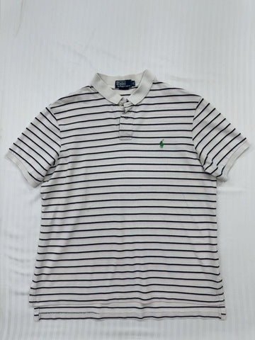 Polo Ralph Lauren Men's White Navy Striped Polo Classic Fit
