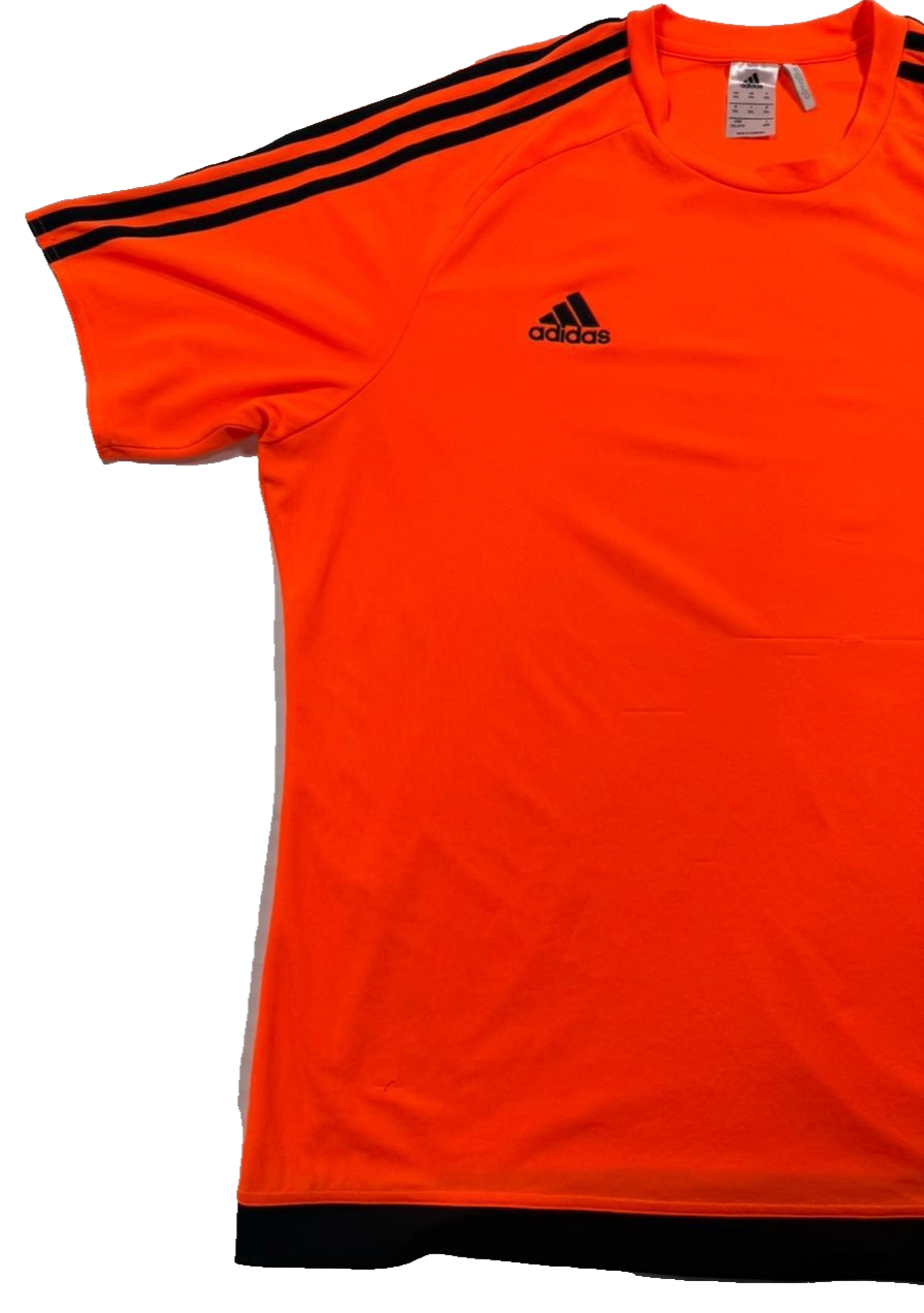 Adidas Men's Bright Orange Climalite Training Shirt Black 3-Stripe Crew Neck 2Xl
