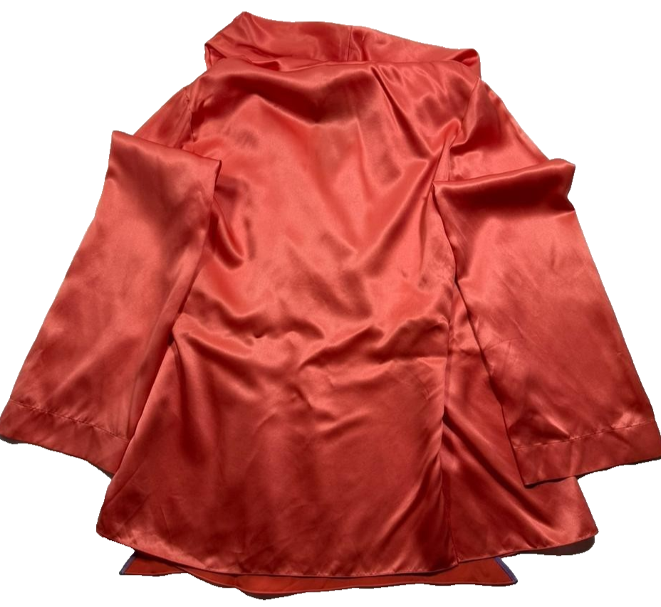 Giorgio Armani Women's Orange Satin Draped Hooded Wrap Top Size 42 BNWT