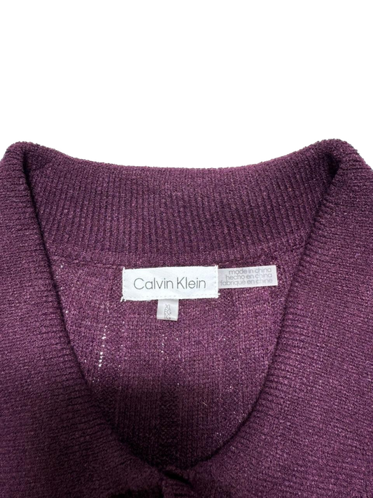 Calvin Klein Women's Purple Sweater – Size S, Short Sleeve