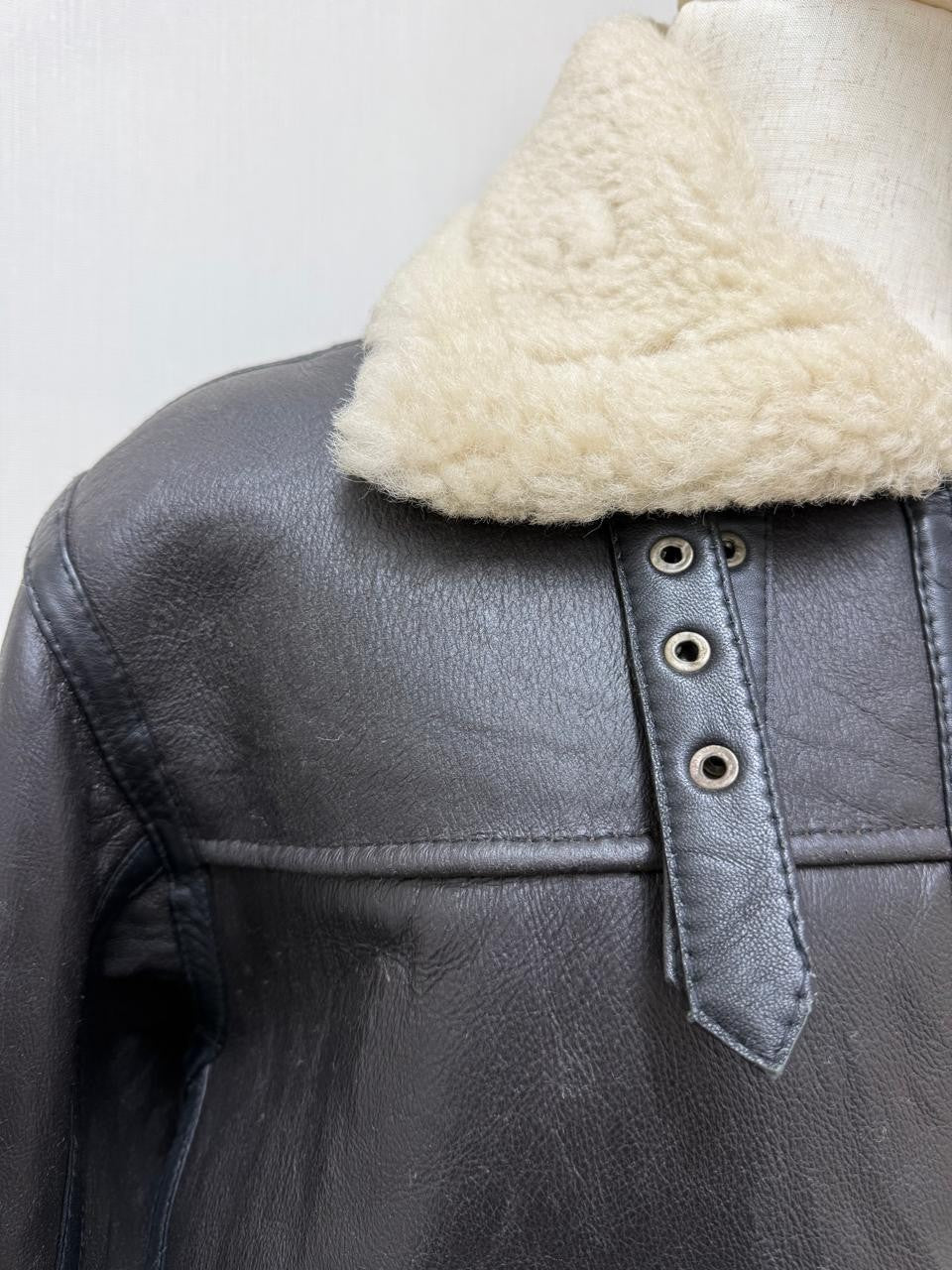 Men's Italian Sheepskin Leather Bomber Jacket Black Premium Soft Fur Asian Size L