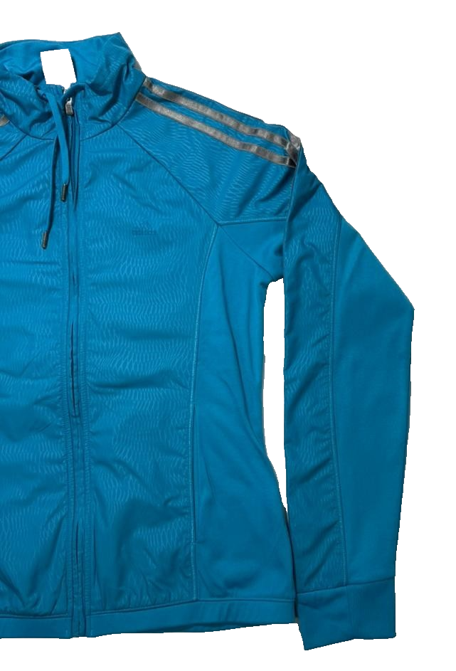 Women's Adidas Teal Blue Gray 3 Stripe Full Zip Track Jacket Activewear Top - S