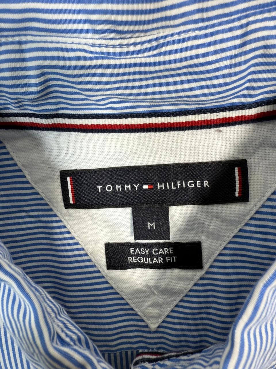 Tommy Hilfiger Men's Blue White Micro Stripe Easy Care Regular Fit Shirt Size M