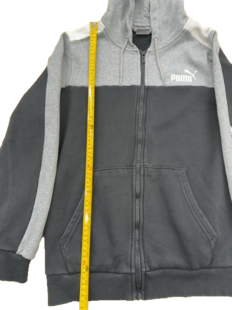 Puma Men's Black/Gray Colorblock Zip-Up Hoodie Size S Fleece