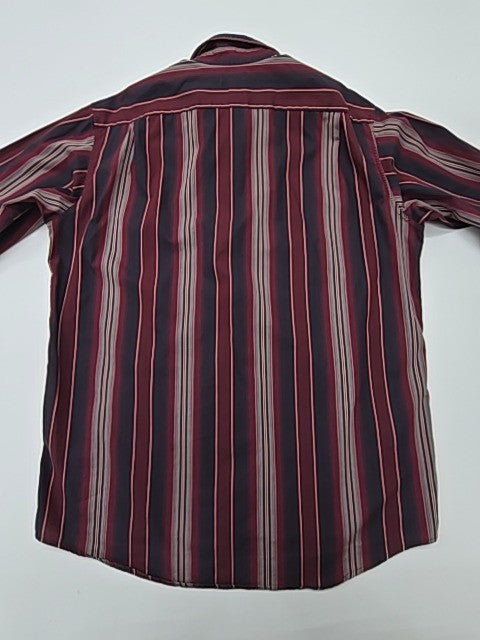 Lacoste Men's Burgundy Striped Button-Down Shirt Size 41 Regular Vintage