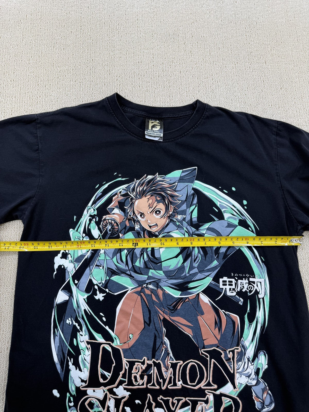 Black Timber Men's Tanjiro Anime Graphic T-Shirt Large Black Cotton