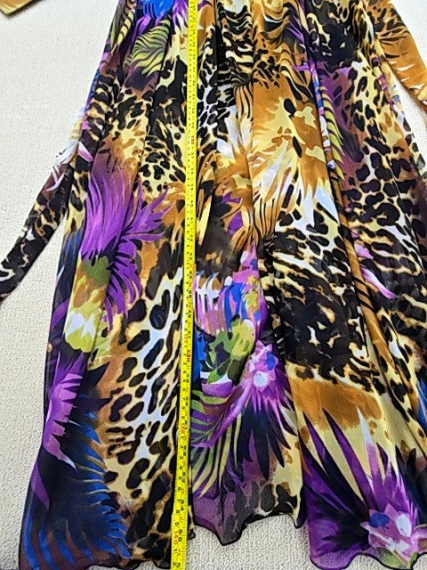 Spy Zone Exchange Maxi Dress M Floral Animal Print Chiffon Vintage