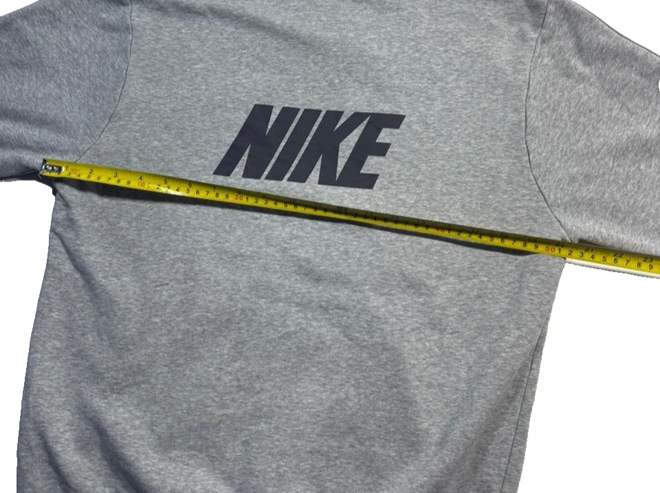 Nike Men's Grey Pullover Hoodie Tape Logo On Sleeves Black Graphics Size S