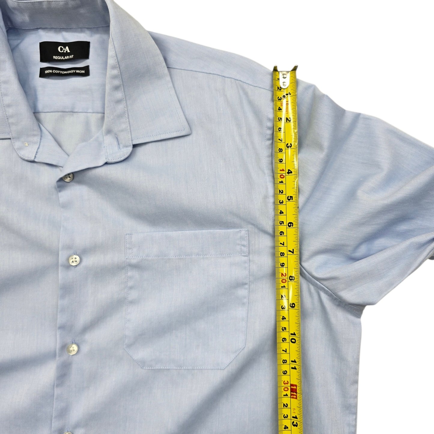 C&A Light Blue Cotton Dress Shirt M 39/40 Reg Fit Easy Iron